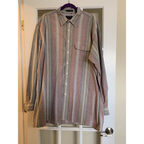 VTG Members only button down long sleeve collared striped 100% cotton 2XL Tall - Picture 1 of 9